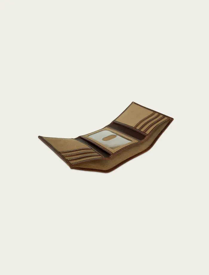 Lucky Brand Bags and Wallets Men Canvas With Leather Trim Trifold Wallet Natural