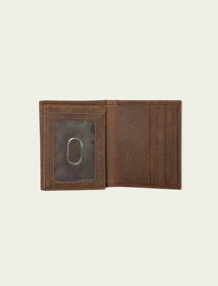 Lucky Brand Bags and Wallets Men Double Stitched Leather LFold Wallet Dark Brown