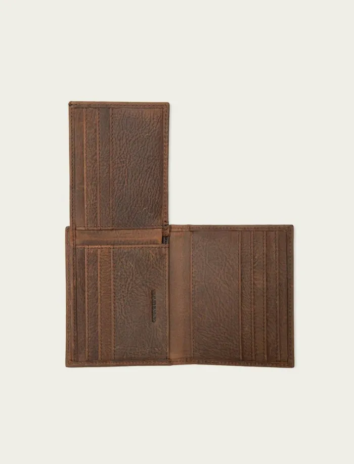 Lucky Brand Bags and Wallets Men Double Stitched Leather LFold Wallet Dark Brown