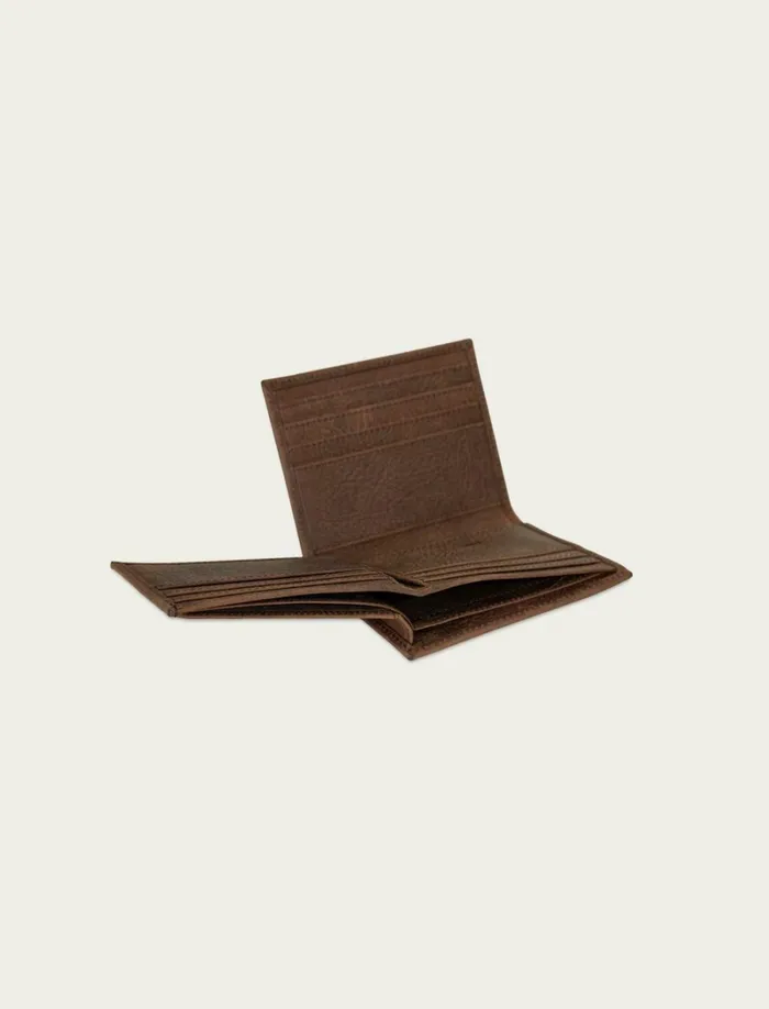 Lucky Brand Bags and Wallets Men Double Stitched Leather LFold Wallet Dark Brown