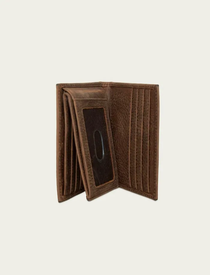 Lucky Brand Bags and Wallets Men Double Stitched Leather LFold Wallet Dark Brown