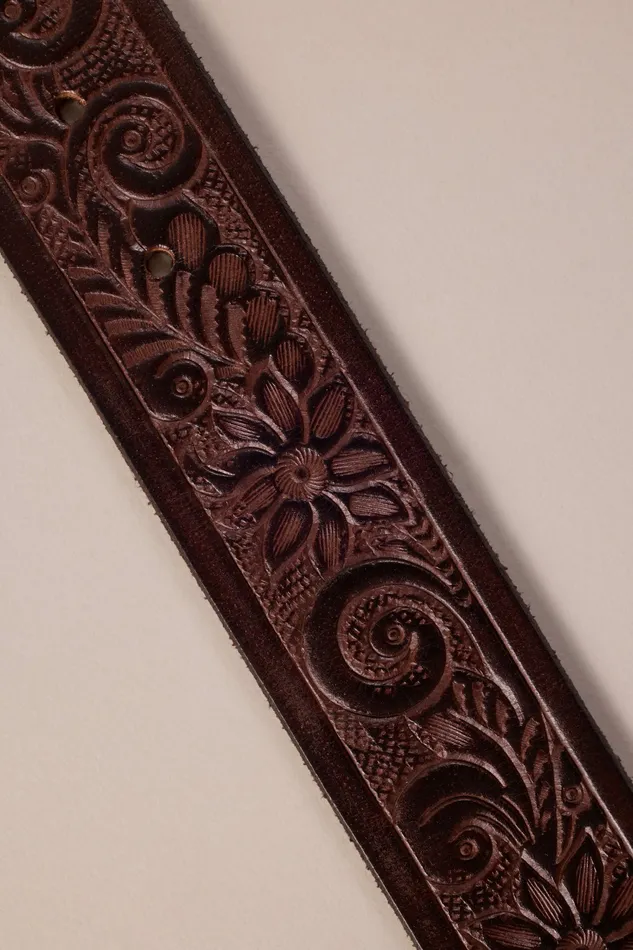Lucky Brand Belts Men Floral Western Belt Brown