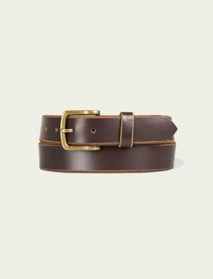 Lucky Brand Belts Men Raw Cut Edged Leather Jean Belt Dark Brown