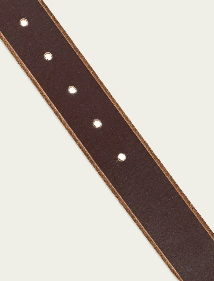 Lucky Brand Belts Men Raw Cut Edged Leather Jean Belt Dark Brown