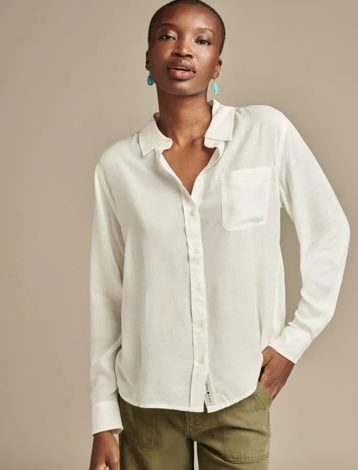Lucky Brand Blouses Women Boyfriend Button Down Bright White
