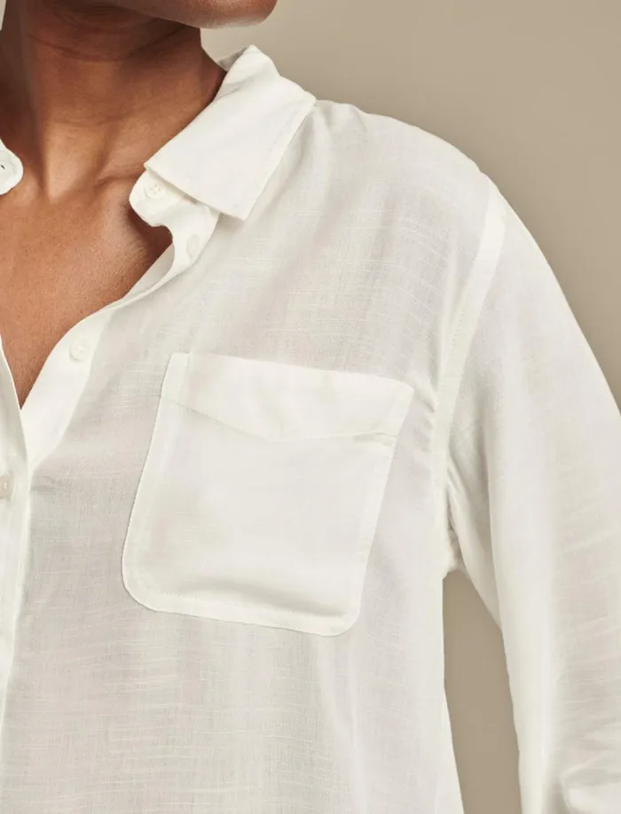 Lucky Brand Blouses Women Boyfriend Button Down Bright White