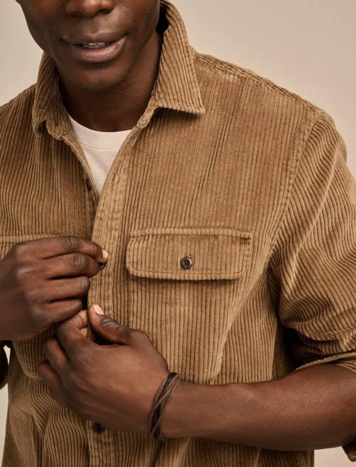 Lucky Brand ButtonDowns Men Big Cord Long Sleeve Utility Shirt Teak