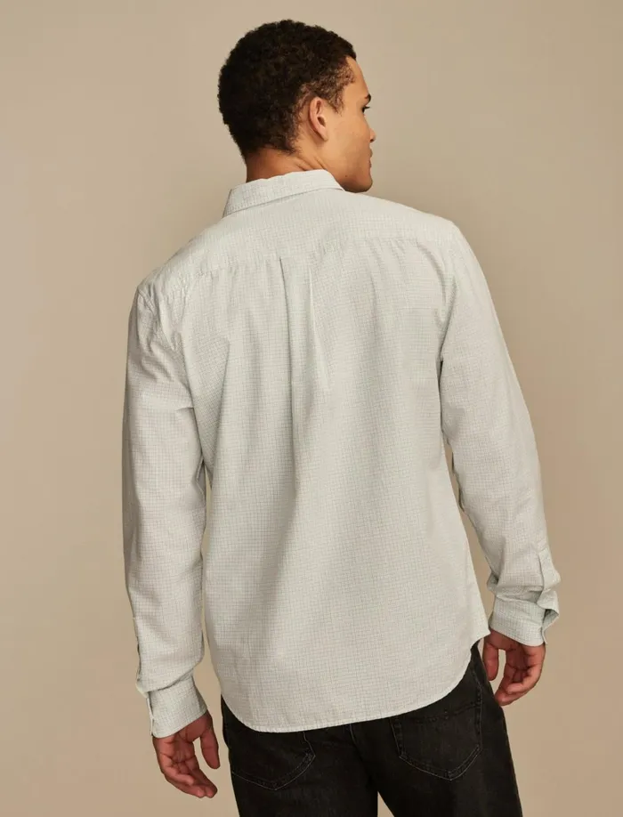 Lucky Brand ButtonDowns Men Plaid One Pocket Poplin Long Sleeve Shirt White Multi