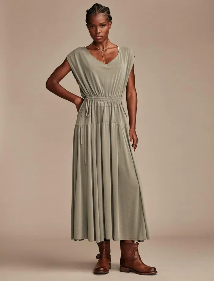 Lucky Brand Dresses Women Sandwash Ruched Dress Dusty Olive
