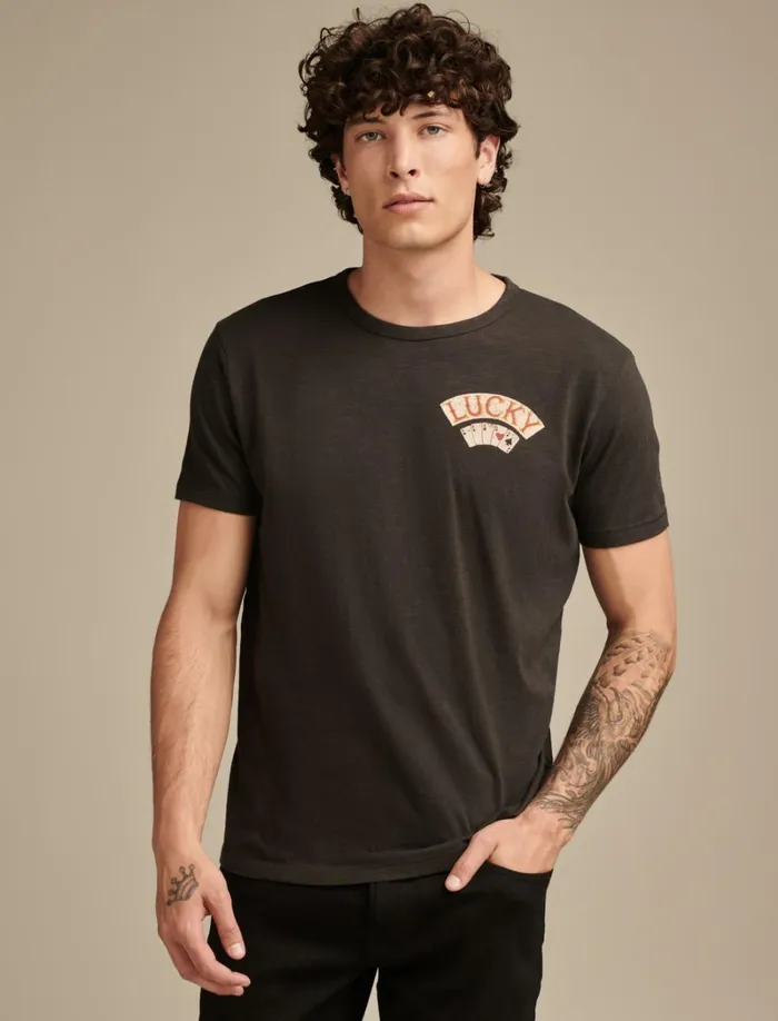 Lucky Brand Graphic Tees Men Aces Over Eights Tee Jet Black