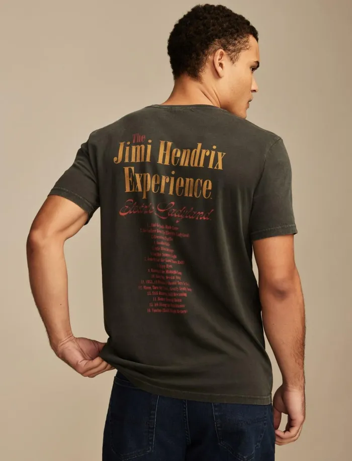 Lucky Brand Graphic Tees Men Hendrix Electric Lady Land Jet Black