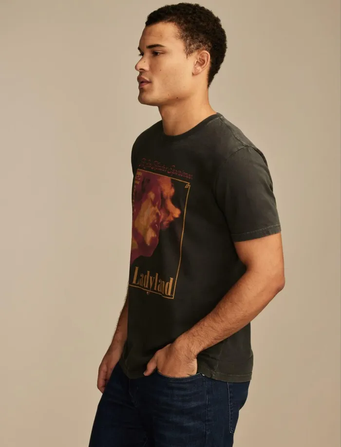 Lucky Brand Graphic Tees Men Hendrix Electric Lady Land Jet Black