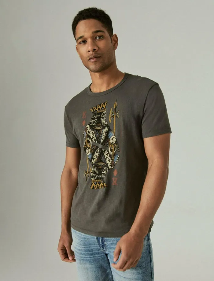 Lucky Brand Graphic Tees Men King Of Diamonds Tee Black Mountain