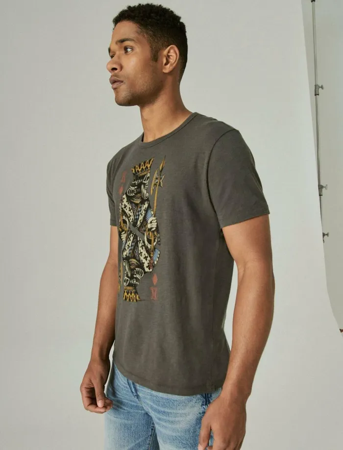 Lucky Brand Graphic Tees Men King Of Diamonds Tee Black Mountain