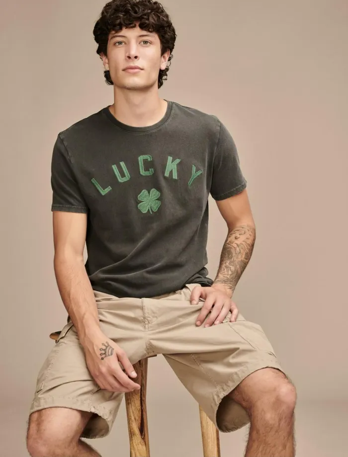 Lucky Brand Graphic Tees Men Lucky Clover Jet Black