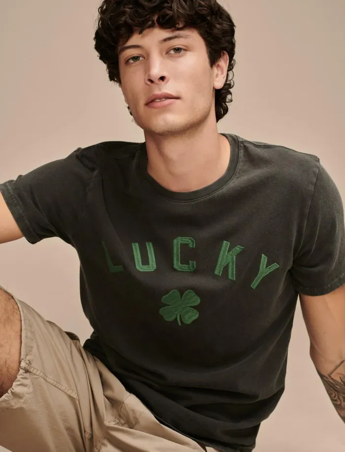 Lucky Brand Graphic Tees Men Lucky Clover Jet Black