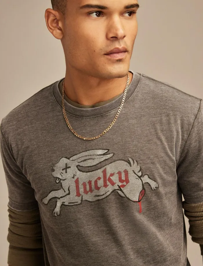 Lucky Brand Graphic Tees Men Lucky Rabbits Foot Raven