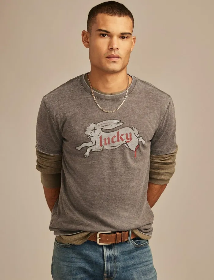 Lucky Brand Graphic Tees Men Lucky Rabbits Foot Raven
