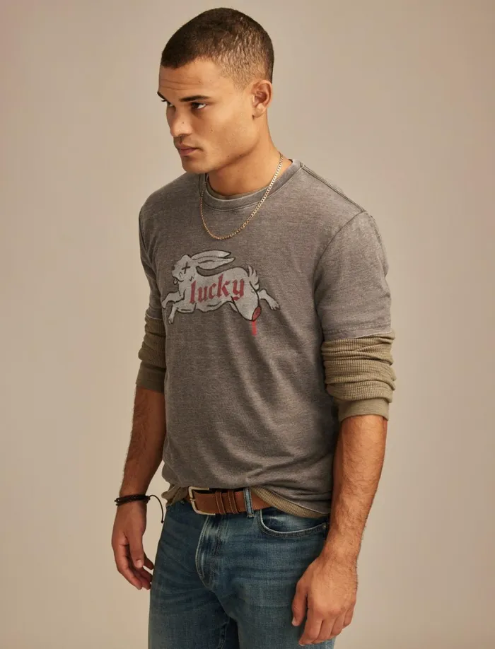 Lucky Brand Graphic Tees Men Lucky Rabbits Foot Raven