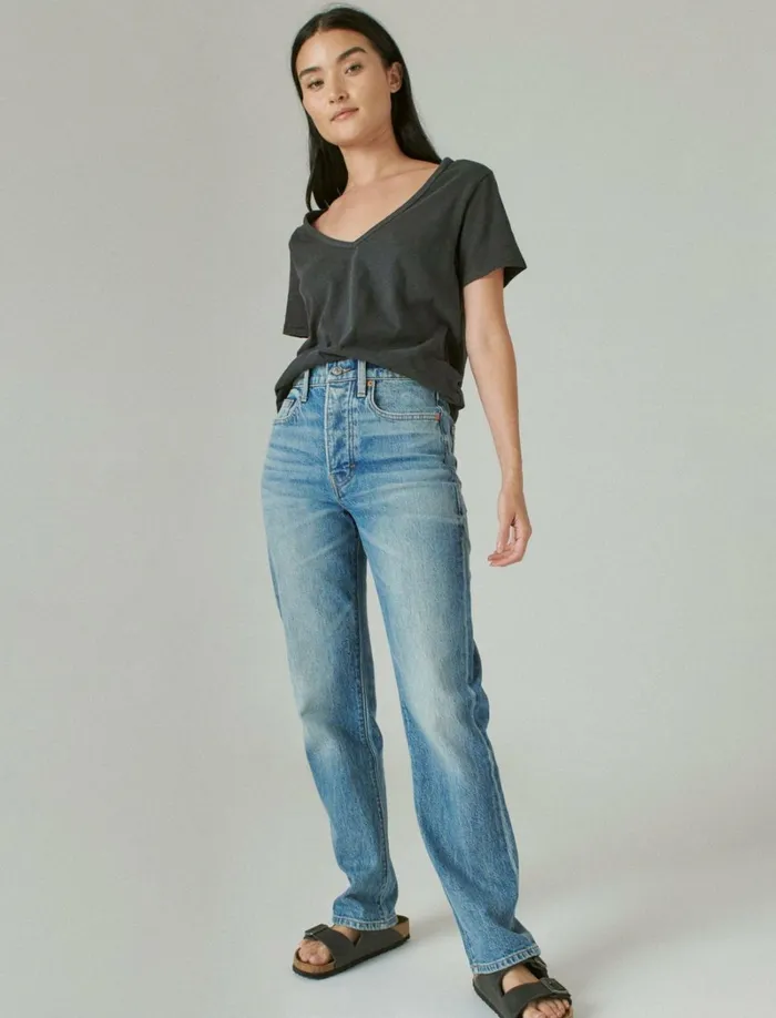 Lucky Brand Graphic Tees Women Classic VNeck Jet Black