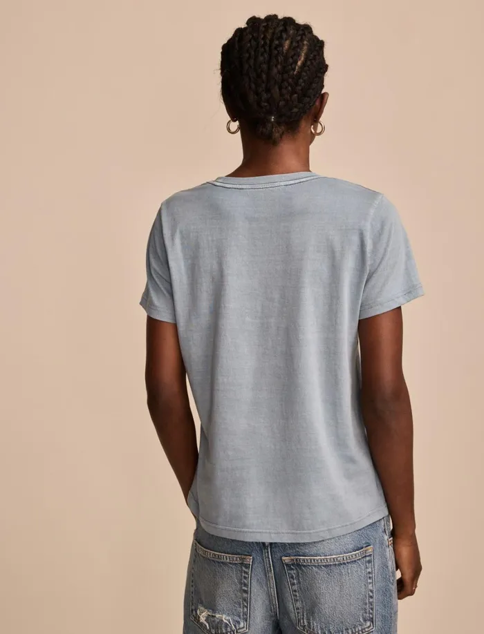 Lucky Brand Graphic Tees Women Feel The Sunshine Classic Crew Faded Denim
