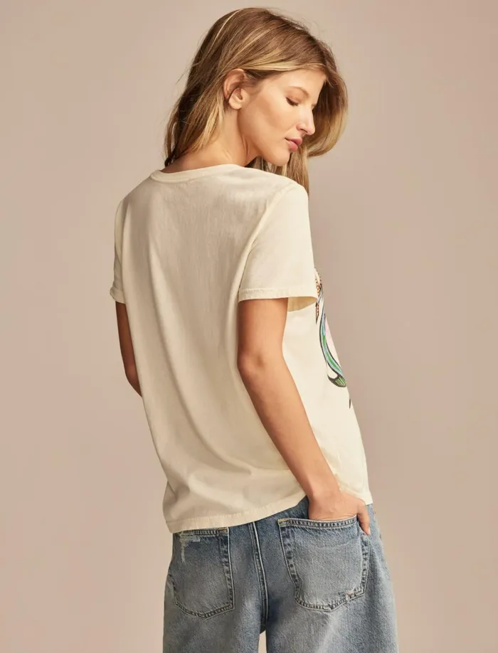 Lucky Brand Graphic Tees Women Hendrix Voodoo Boyfriend Tee White Asparagus