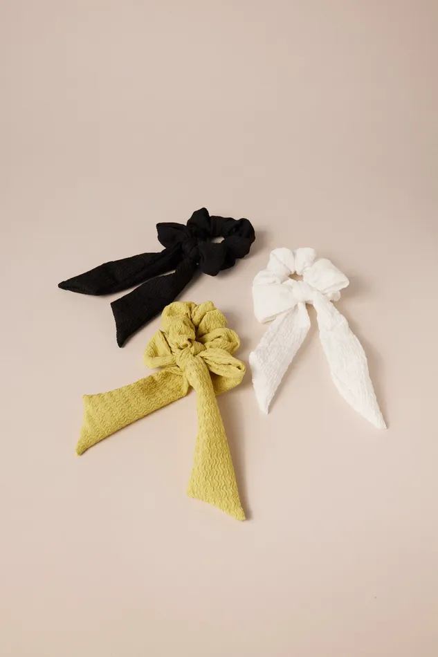 Lucky Brand Hair Accessories Women 3 Pack Bow Scrunchies Multi