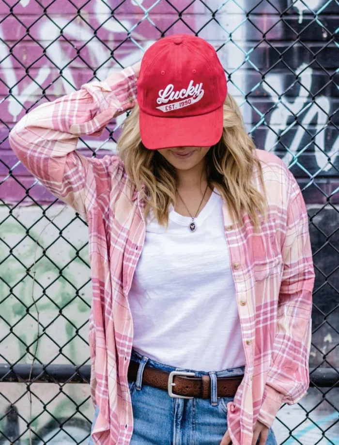 Lucky Brand Hats Women Lucky 1990 Embroidered Dad Hat Dark Red