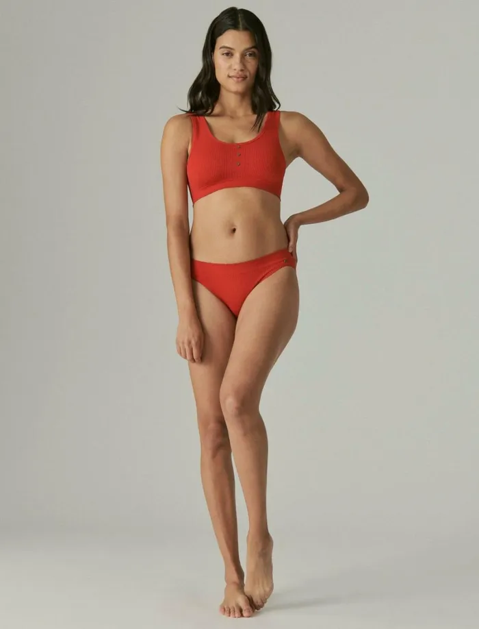 Lucky Brand Intimates and Sleepwear Women 3 Pack Ribbed Button Bra Dark Red