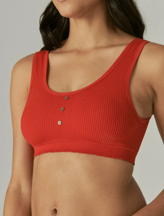 Lucky Brand Intimates and Sleepwear Women 3 Pack Ribbed Button Bra Dark Red