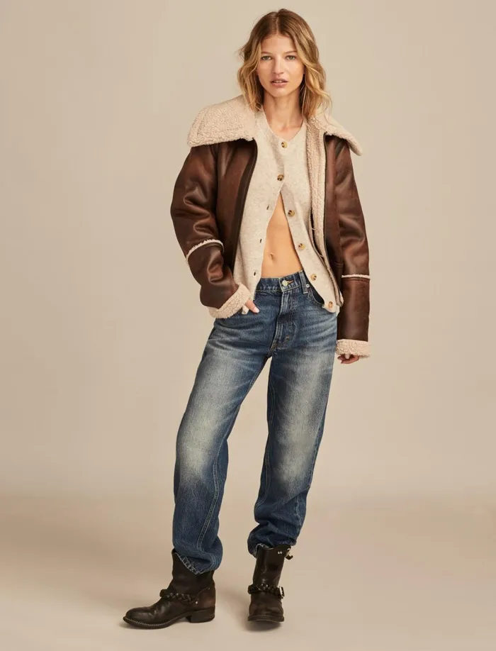 Lucky Brand Jackets and Outerwear Women Faux Shearling Jacket Dark Brown