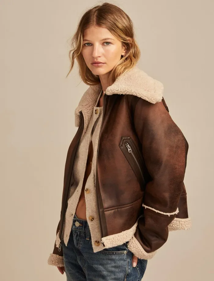 Lucky Brand Jackets and Outerwear Women Faux Shearling Jacket Dark Brown