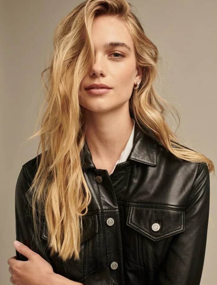Lucky Brand Jackets and Outerwear Women Leather Trucker Jacket 001 Lucky Black