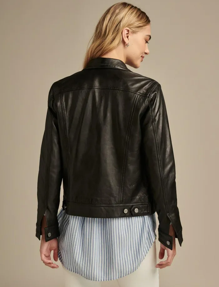 Lucky Brand Jackets and Outerwear Women Leather Trucker Jacket 001 Lucky Black