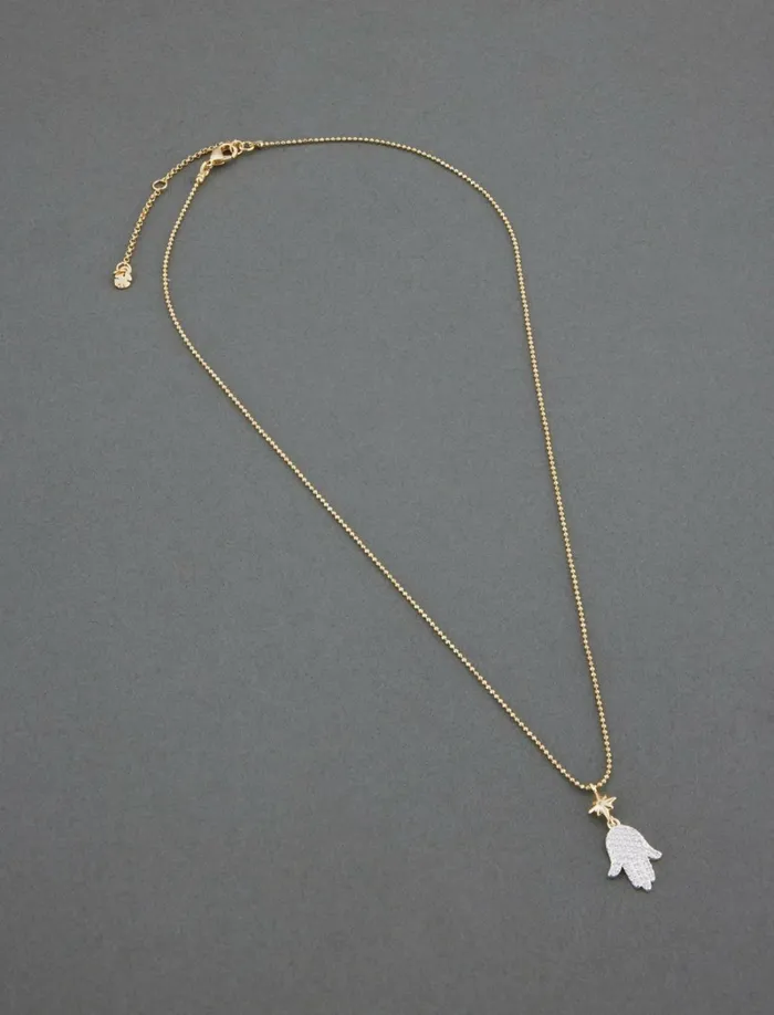 Lucky Brand Jewelry Women 14k Gold Plated Hamsa Pendant Two Tone