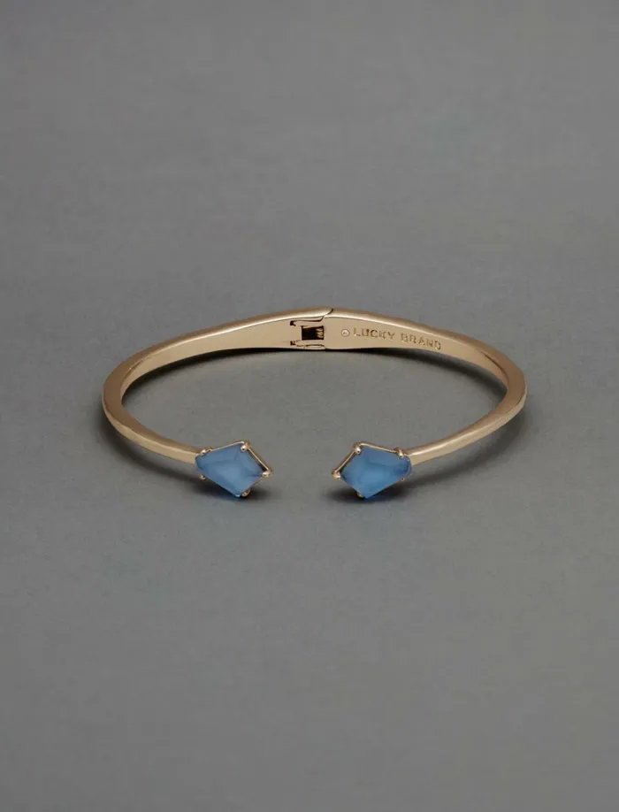 Lucky Brand Jewelry Women Blue Stone Hinge Cuff Gold