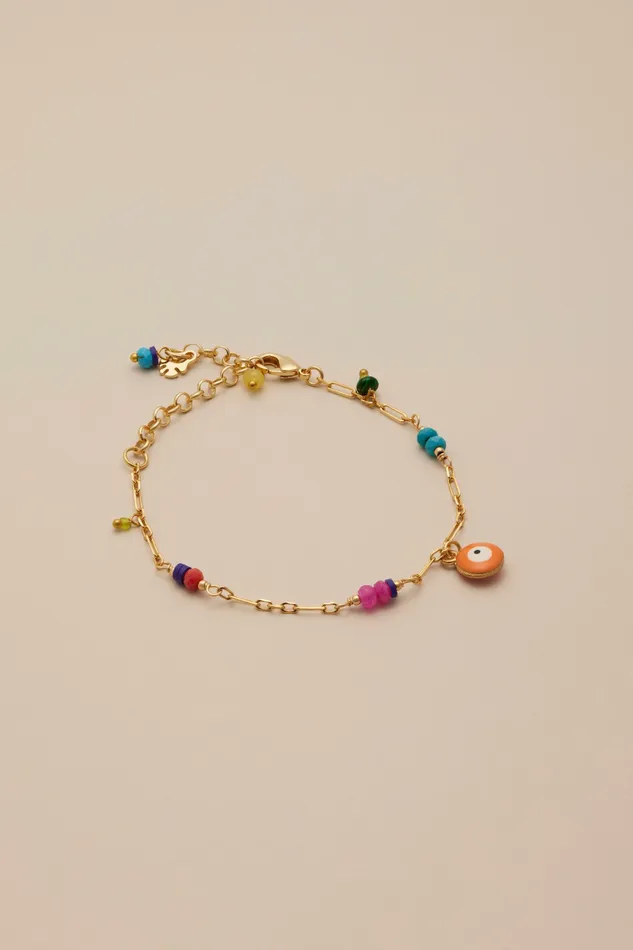Lucky Brand Jewelry Women Colorful Charm And Bead Bracelet Gold