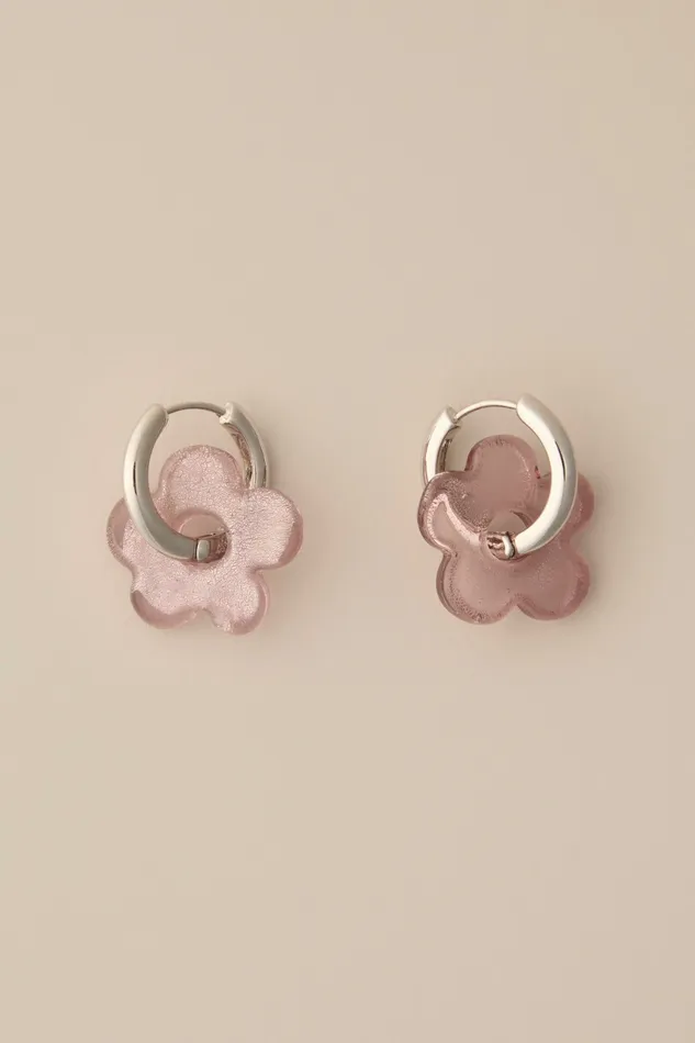 Lucky Brand Jewelry Women Daisy Charm Hoops Gold
