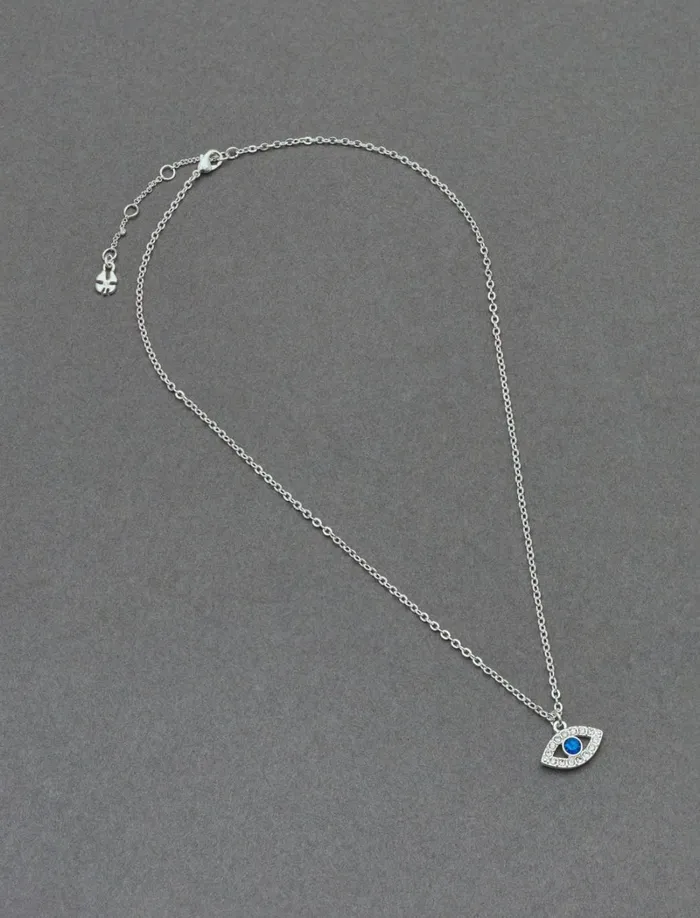 Lucky Brand Jewelry Women Delicate Evil Eye Pendant Silver