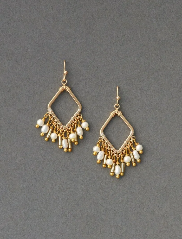 Lucky Brand Jewelry Women Diamond Pearl Drop Earring Gold