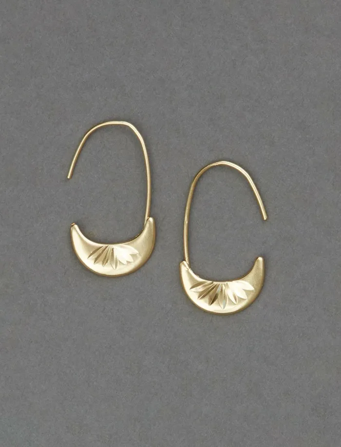 Lucky Brand Jewelry Women Etch Threader Hoop Earring Gold