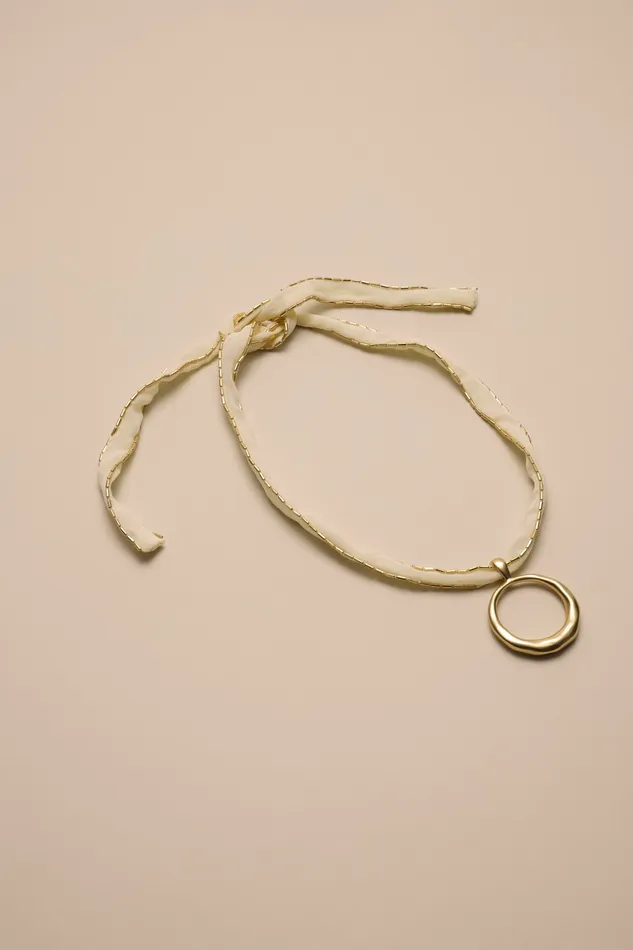 Lucky Brand Jewelry Women Fabric Pendant Necklace Gold