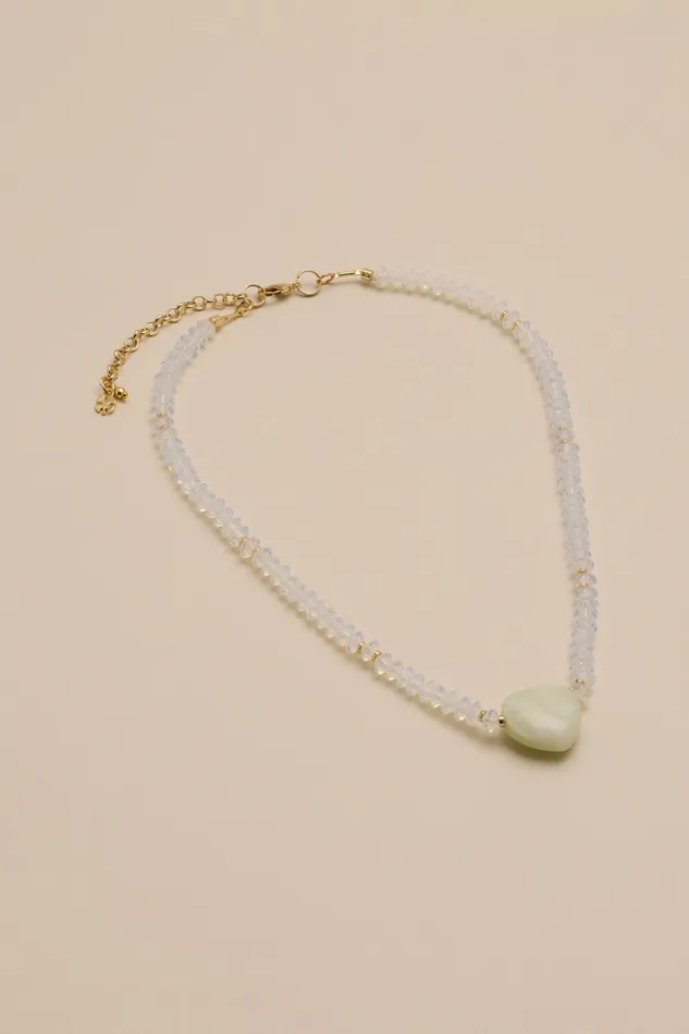 Lucky Brand Jewelry Women Heart Charm Beaded Necklace Gold