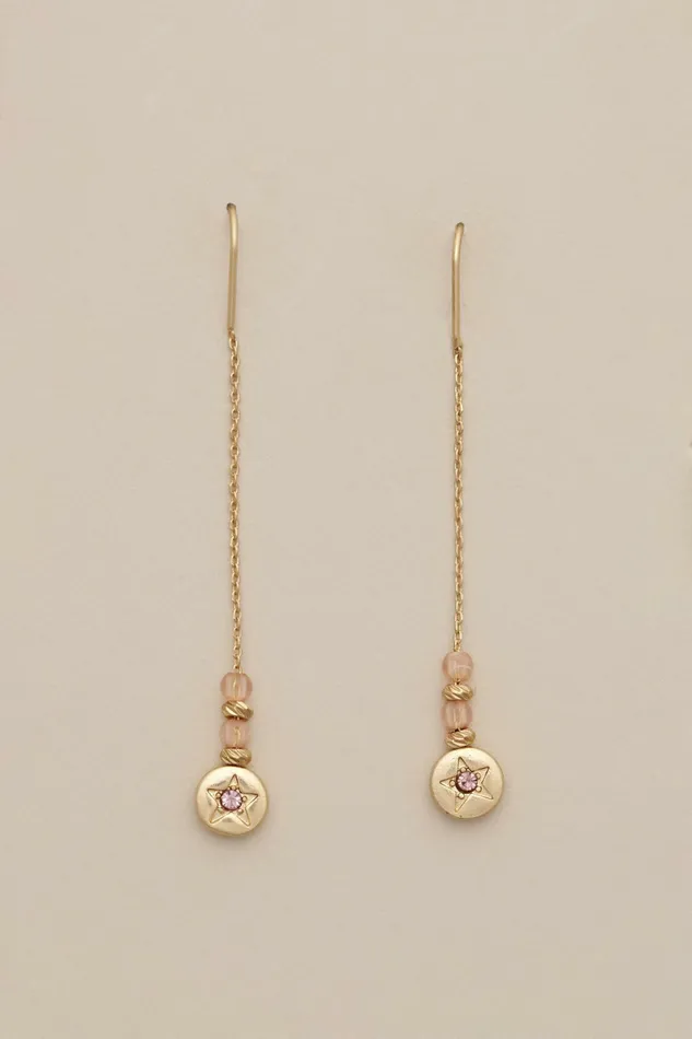Lucky Brand Jewelry Women Pave Star Threader Earring Gold