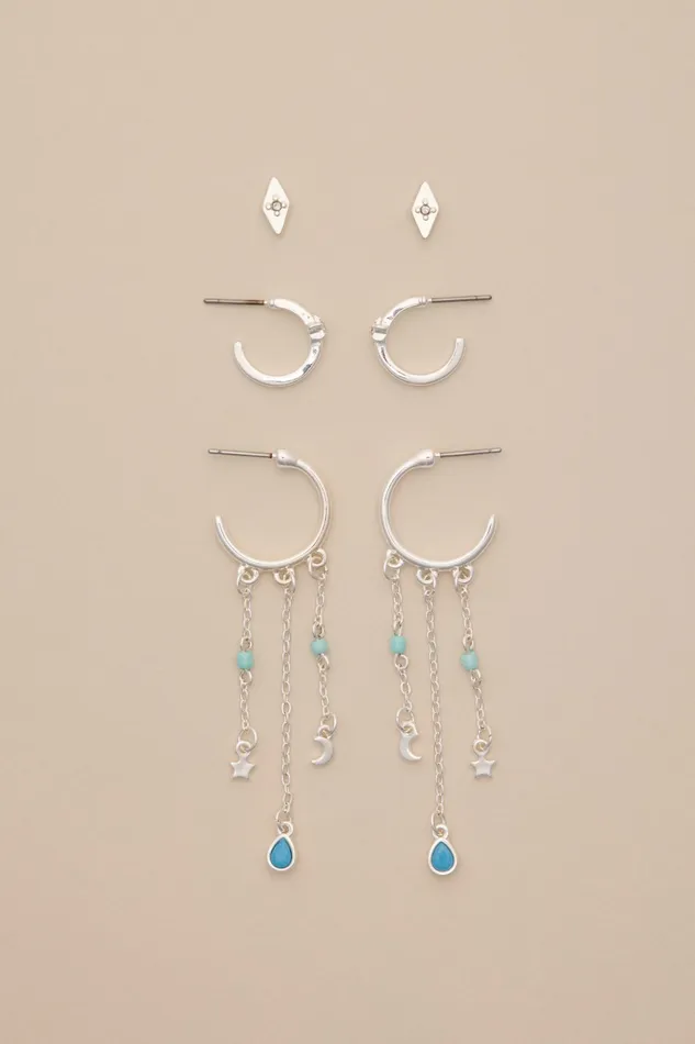 Lucky Brand Jewelry Women Silver High Shine Earring Set Silver