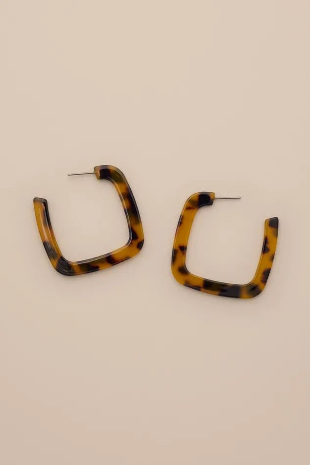 Lucky Brand Jewelry Women Tort Acrylic Hoop Earrings Gold