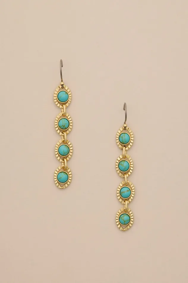 Lucky Brand Jewelry Women Turq Linear Earring Gold