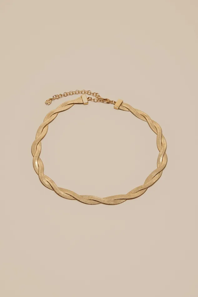Lucky Brand Jewelry Women Woven Herringbone Necklace Gold
