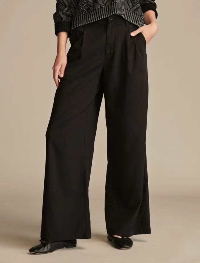 Lucky Brand Pants Women Classic Wide Leg Pleated Pant Meteorite