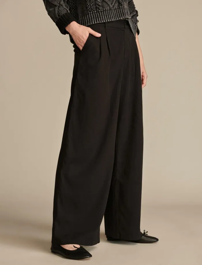 Lucky Brand Pants Women Classic Wide Leg Pleated Pant Meteorite